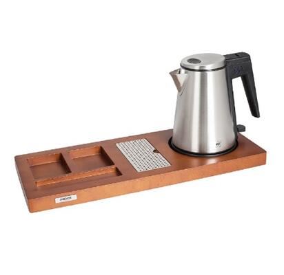 Kit Fervedor Inox e Bandeja de Madeira